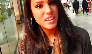 German amateur latina teen public pick up in shoppingcenter and POV fuck with huge cum loads
