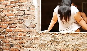 Perverted stepfather fucks his stepdaughter&#’s ass while his wife does the laundry