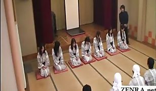 Subtitled busty indebted Japan milfs bathhouse sex game